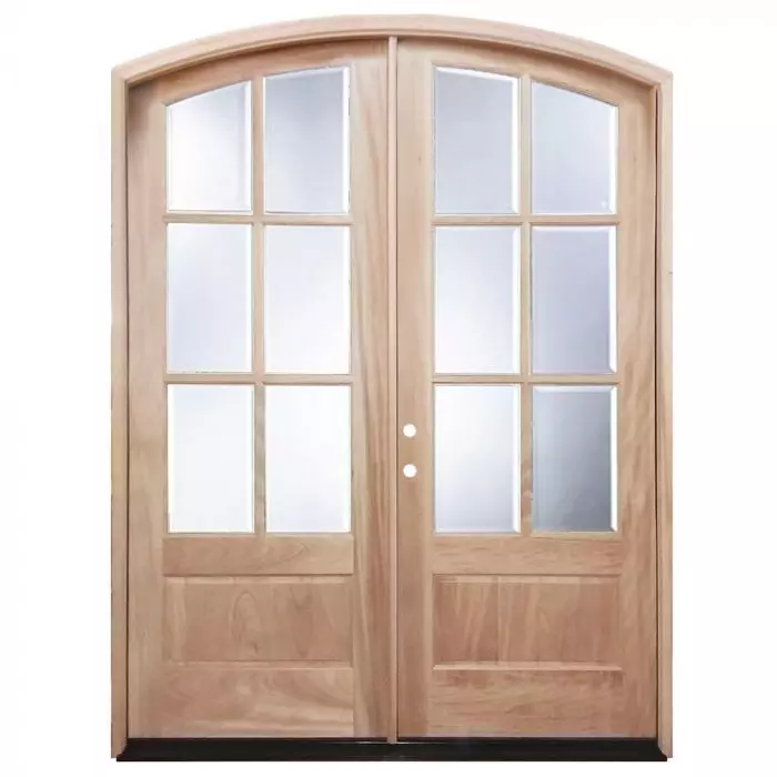 6-Lite Low-E Mahogany Prehung Wood Double Door Unit - Door Clearance Center