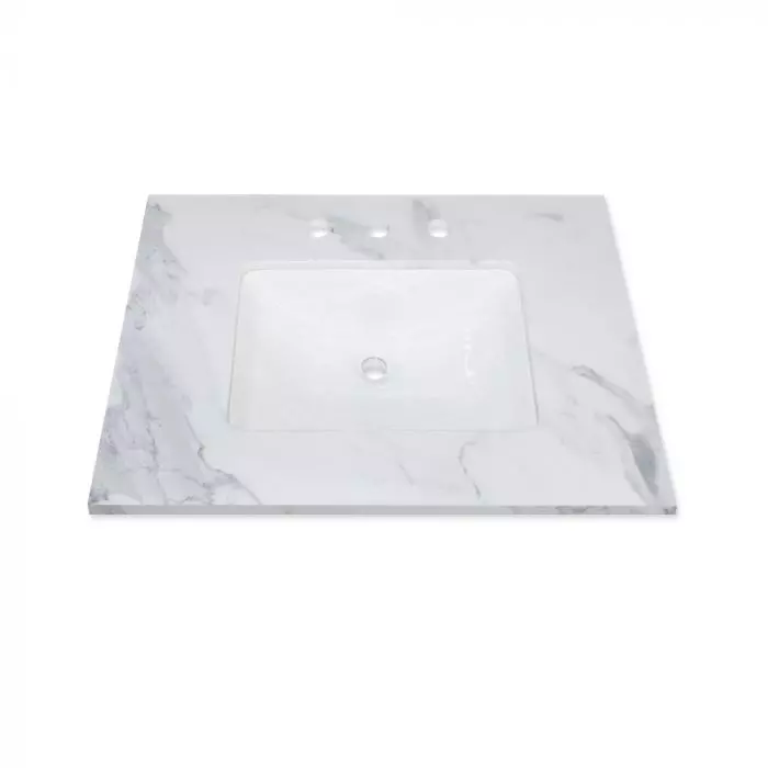 Calacatta White Engineered Marble, 31 Inch White Marble Vanity Top
