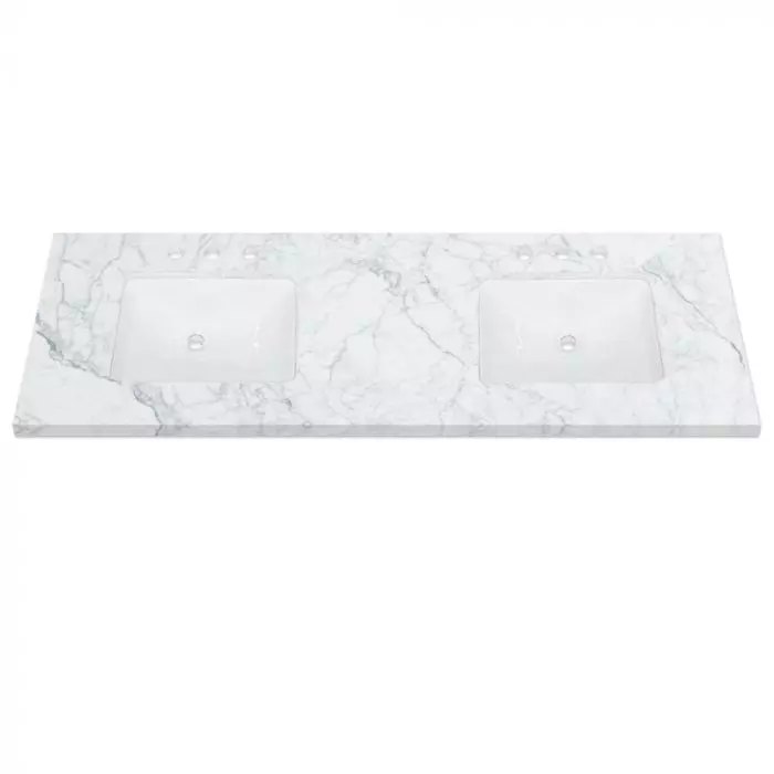 Carrara White Marble Double Vanity Top, 73 Double Vanity Top