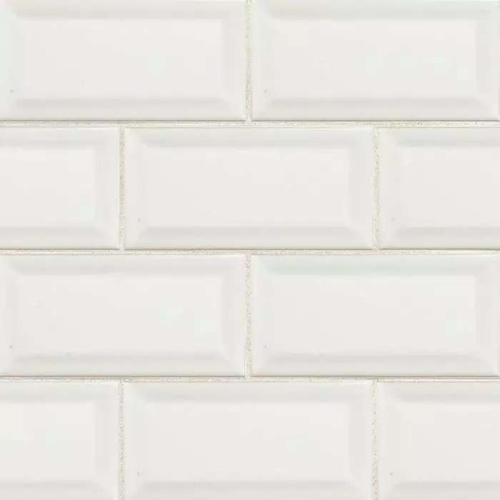 Glossy White Bevel Subway Pattern, Mosaic Subway Tile White