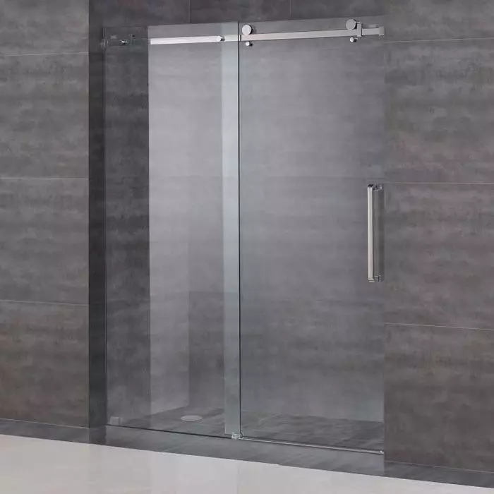 60 Stainless Steel Frameless 2 Wheel, Single Sliding Shower Door
