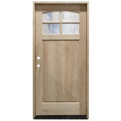 TCM400 4-Lite Mahogany Exterior Wood Door - Clear Glass - Right Hand Inswing