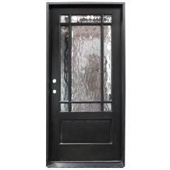 TCM700 9-Lite Exterior Wood Door - Flemish Glass - Smoke - Right Hand Inswing