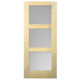 Barn Door - 3 Lite Satin Glass - Pine - 36" x 84"