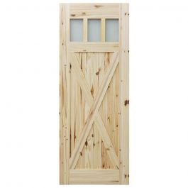 Barn Door - 3 Lite Crossbuck - Knotty Pine - 36" x 84"