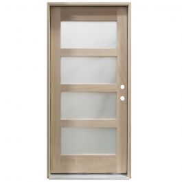 CCM100 4-Lite Mahogany Exterior Wood Door - Satin Glass - Left Hand Inswing