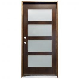 CCM100 4-Lite Exterior Wood Door - Satin Glass - Honey - Right Hand Inswing