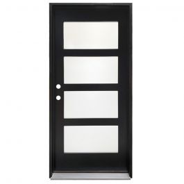 CCM100 4-Lite Exterior Wood Door - Satin Glass - Sable - Right Hand Inswing