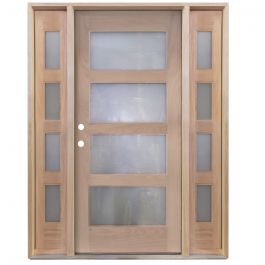 Metro Exterior Wood Door w/ Sidelites - Satin Glass -Right Hand Inswing