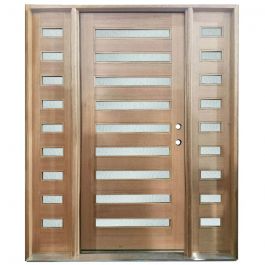 Aria Exterior Wood Door w/ Sidelites - Satin Glass - Left Hand Inswing