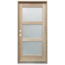 CCM400 3-Lite Mahogany Exterior Wood Door - Satin Glass - Right Hand Inswing