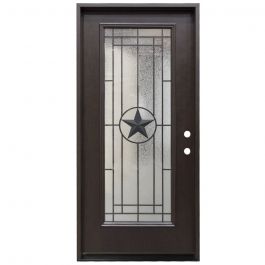 36" Texas Star Full View Fiberglass Door - Dark Walnut - Left Hand Inswing