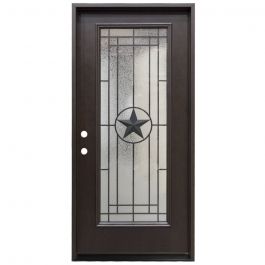 36" Texas Star Full View Fiberglass Door - Dark Walnut - Right Hand Inswing