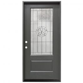36" Texas Star 3/4 View Exterior Fiberglass Door - Graphite - Right Hand Inswing