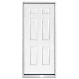 32" Six Panel Prehung Exterior Fiberglass Door - Left Hand Inswing