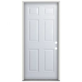 32" 6-Panel Prehung Exterior Fiberglass Door - Left Hand Inswing
