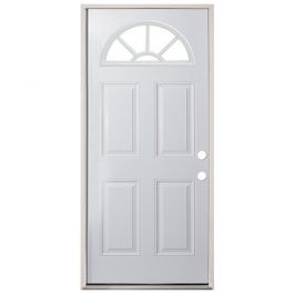 Fanlight Prehung Exterior Fiberglass Door - Left Hand Inswing