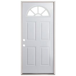 Fanlight Prehung Exterior Fiberglass Door - Right Hand Inswing