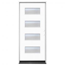 36" Contempo 4-Lite Frosted Fiberglass Door - White - Left Hand Inswing