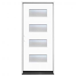 36" Contempo 4-Lite Frosted Fiberglass Door - White - Right Hand Inswing