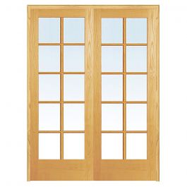 48" 10-Lite Prehung French Double Pine Doors