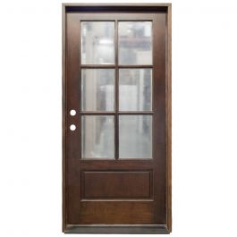 TCM200 6-Lite Exterior Wood Door - Clear Glass - Russet - Right Hand Inswing