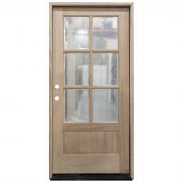 TCM200 6-Lite Mahogany Exterior Wood Door - Clear Glass - Right Hand Inswing