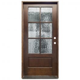 TCM200 6-Lite Exterior Wood Door - Flemish Glass - Russet - Left Hand Inswing