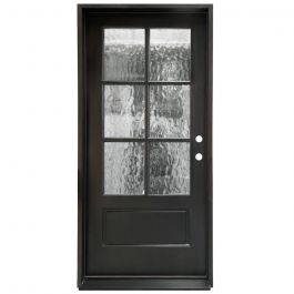 TCM200 6-Lite Exterior Wood Door - Flemish Glass - Smoke - Left Hand Inswing