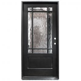 TCM700 9-Lite Exterior Wood Door - Flemish Glass - Smoke - Left Hand Inswing
