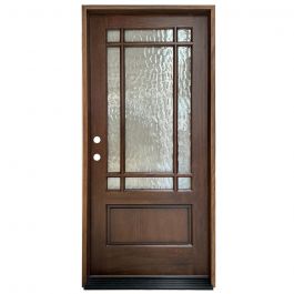 TCM700 9-Lite Exterior Wood Door - Flemish Glass - Honey - Right Hand Inswing