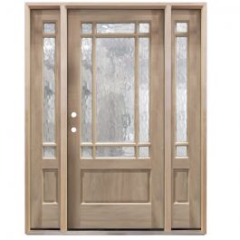 TCM700 Exterior Wood Door w/ Sidelites - Flemish Glass - Right Hand Inswing