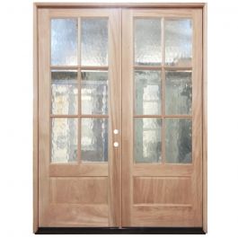 TCM8210 6-Lite Flemish Glass Double Exterior Wood Door - Left Hand Inswing