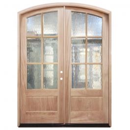 TCM8230 6-Lite Mahogany Exterior Wood Door - Flemish Glass - Left Hand Inswing