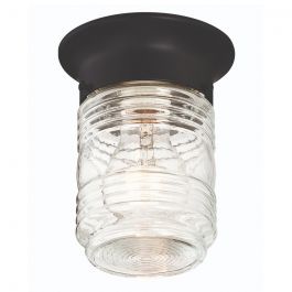 Outdoor Jelly Jar Flush Mount Ceiling Light - Black