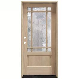TCM700 9-Lite Mahogany Exterior Wood Door - Flemish Glass - Right Hand Inswing