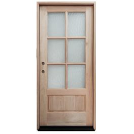 TCM200 6-Lite Mahogany Exterior Wood Door - Flemish Glass - Right Hand Inswing