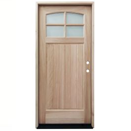 TCM400 4-Lite Mahogany Exterior Wood Door - Clear Glass - Left Hand Inswing