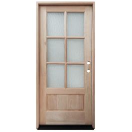 TCM200 6-Lite Mahogany Exterior Wood Door - Flemish Glass - Left Hand Inswing