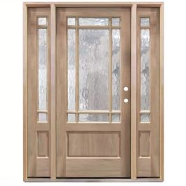 TCM700 Exterior Wood Door w/ Sidelites - Flemish Glass - Left Hand Inswing