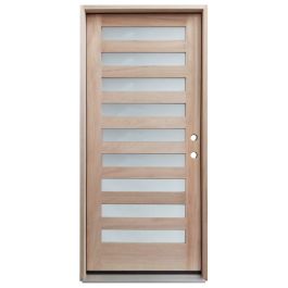 CCM200 9-Lite Mahogany Exterior Wood Door - Satin Glass - Left Hand Inswing
