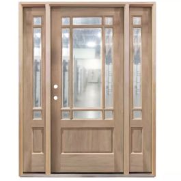 TCM700 Exterior Wood Door w/ Sidelites - Clear Glass - Right Hand Inswing