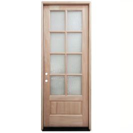 TCM8200 8-Lite Mahogany Exterior Wood Door - Flemish Glass - Right Hand Inswing