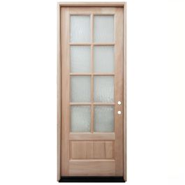 TCM8200 8-Lite Mahogany Exterior Wood Door - Flemish Glass - Left Hand Inswing