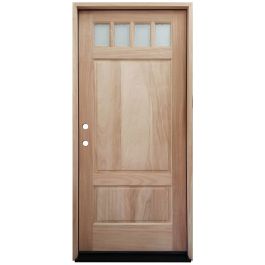 TCM600 4-Lite Mahogany Exterior Wood Door - Clear Glass - Right Hand Inswing