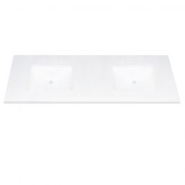 Pure White Engineered Marble Double Vanity Top 61" x 22"