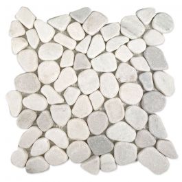 White Marble Pebbles Tumbled Marble Mosaic Tile