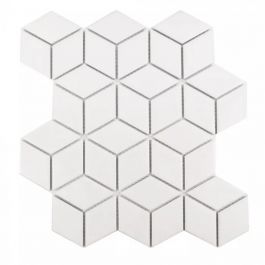 Shape White Cube 11" x 12" Square Mosaic Tile