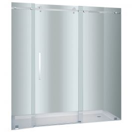 72" Stainless Steel Frameless 2-Wheel Sliding Shower Door