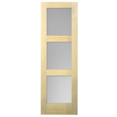 Barn Door - 3 Lite Satin Glass - Pine - 28" x 84"